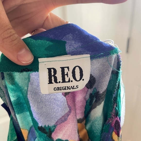 Vintage R.E.O Originals 80s Patterned Midi Dress - 10 - Picture 5 of 6